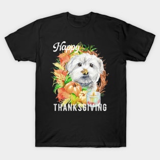 Maltese Dog Owner Thanksgiving Celebration Harvest Theme T-Shirt